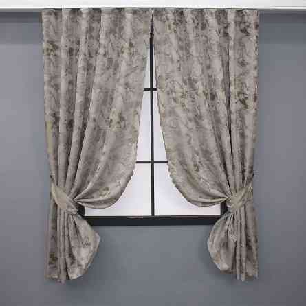 Комплект коротких штор VR-Textil Жаккард Мрамор Al3 № 1596ш Светло-серый с мокко 145х170 см 2 шт (35-0268) Киев