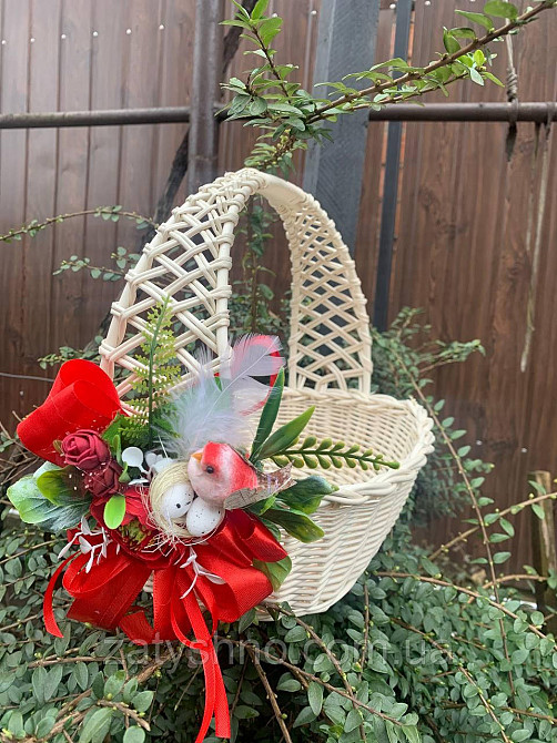 Кошик білий, плетений з прикрасою Київ - фото 3