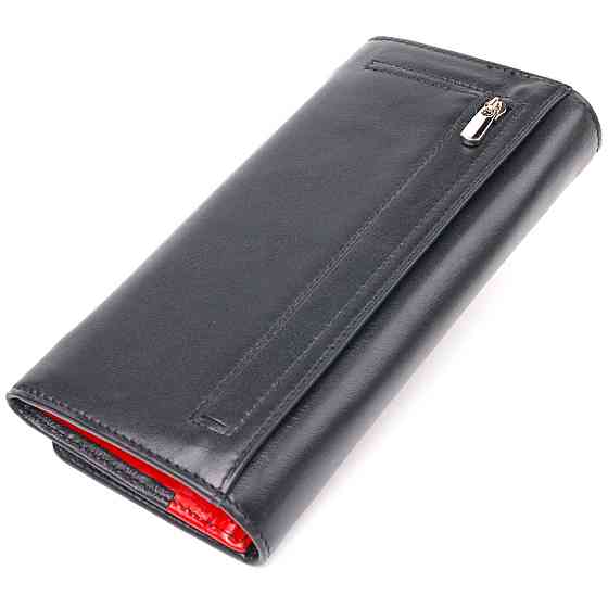 Місткий гаманець для жінок з натуральної гладкої шкіри CANPELLINI 21611 Чорний Київ