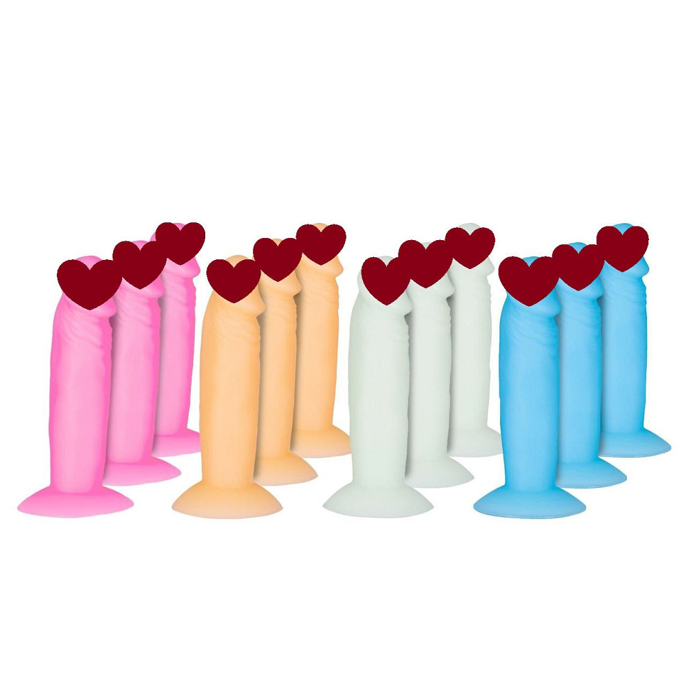 Набор фаллоимитаторов ADDICTION Silly Willy Glow in the Dark, 4 цвета, 12 шт, светятся в темноте Sex Aura Киев - изображение 1
