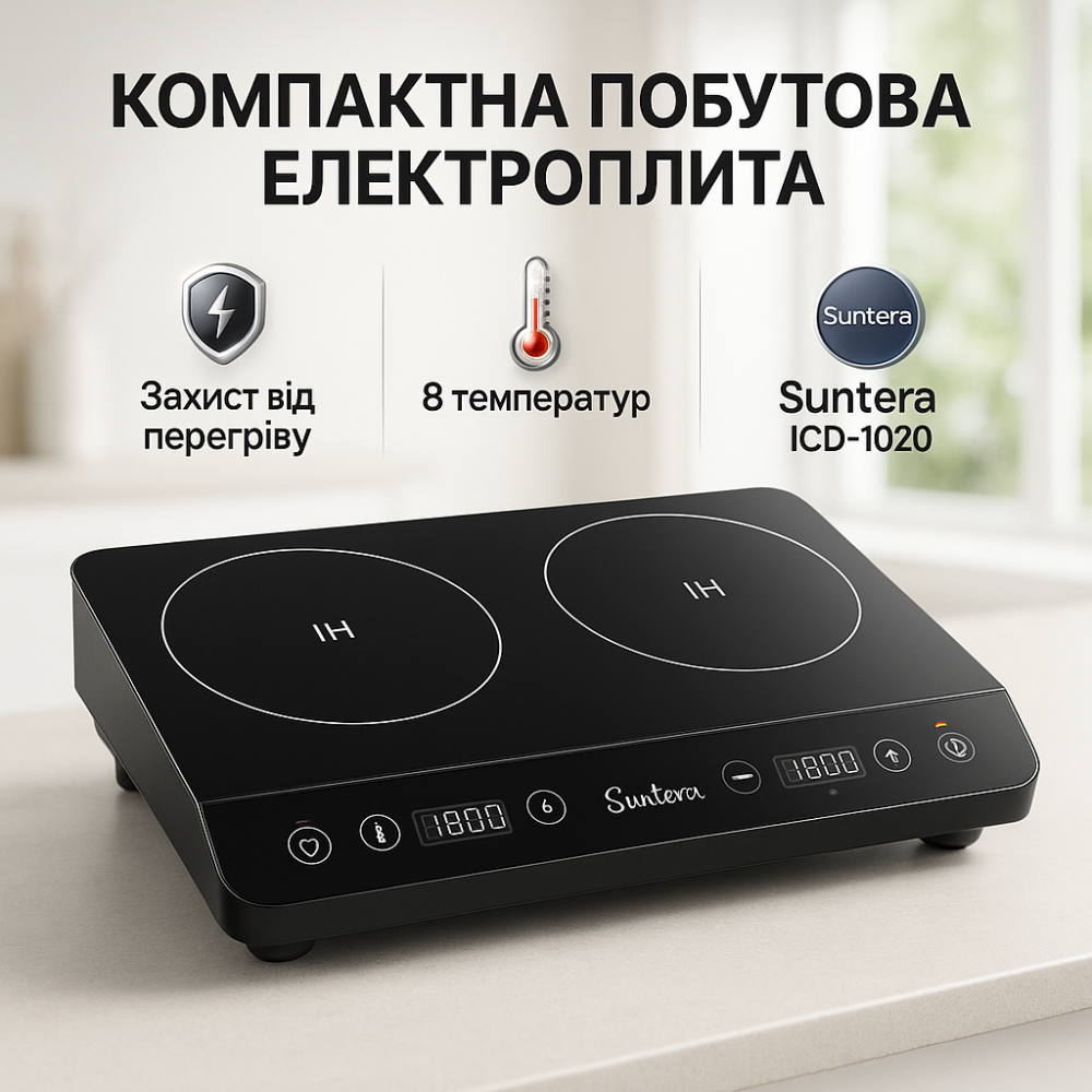 Инфракрасная электронная плита Suntera, Электроплита настольная с двумя комфорками LF-87 Львов - изображение 13