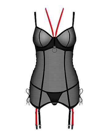 Корсет напівпрозорий XS/S Glandez Obsessive, зі стрінгами, чорний Sex Aura Київ