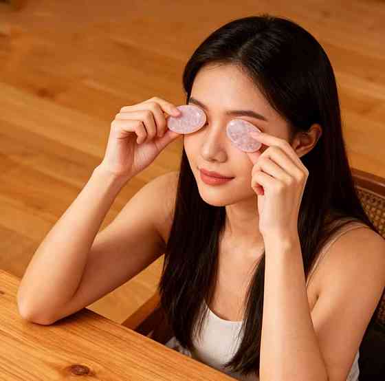 Натуральний рожевий кварц для масажу очей 2 шт Київ
