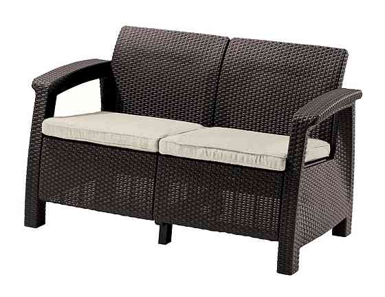 Диван пластиковий садовий Keter Corfu II Love seat, коричневий Київ