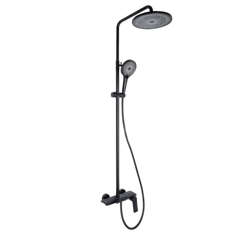 Душевая система из латуни Qtap Slavonice на три потребителя (с изливом) QTSLA111BLM45906 Black Matt Харьков - изображение 1