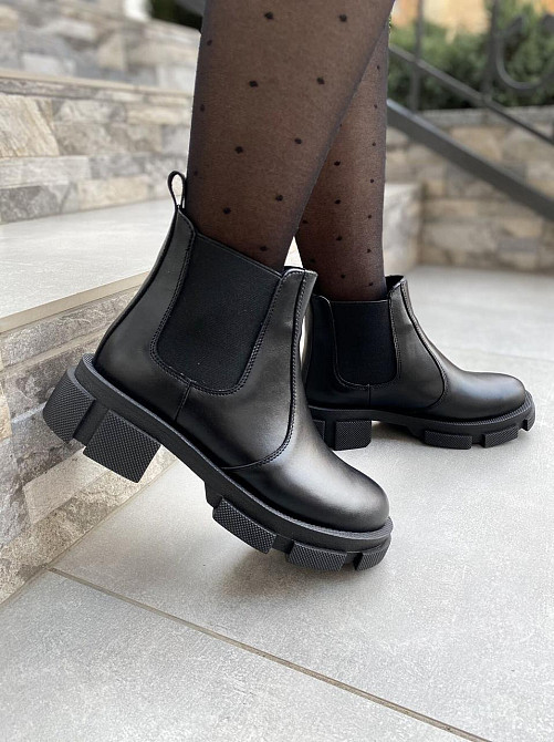 Жіночі черевики з натуральної шкіри весняні демісезонні чорні р. 38-40 (4348) / Шкіряні черевик Коломыя - изображение 8