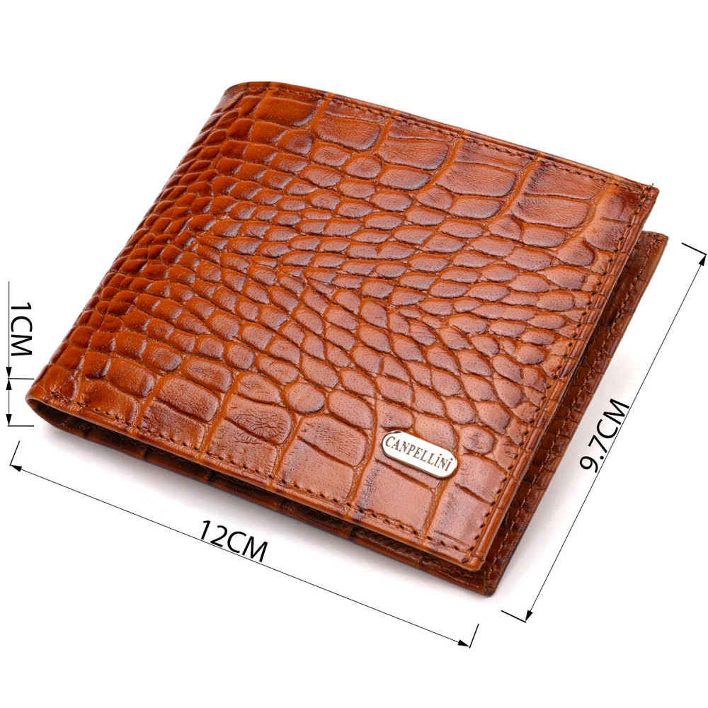 Фактурный мужской бумажник без застежки горизонтального формата из натуральной кожи с тиснением под крокодила CANPELLINI 21761 Киев - изображение 3