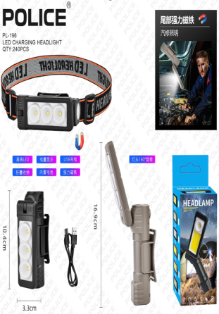 Налобний ліхтар PL-196, акумуляторний, водонепроникний, ЗУ Type-C Дніпро