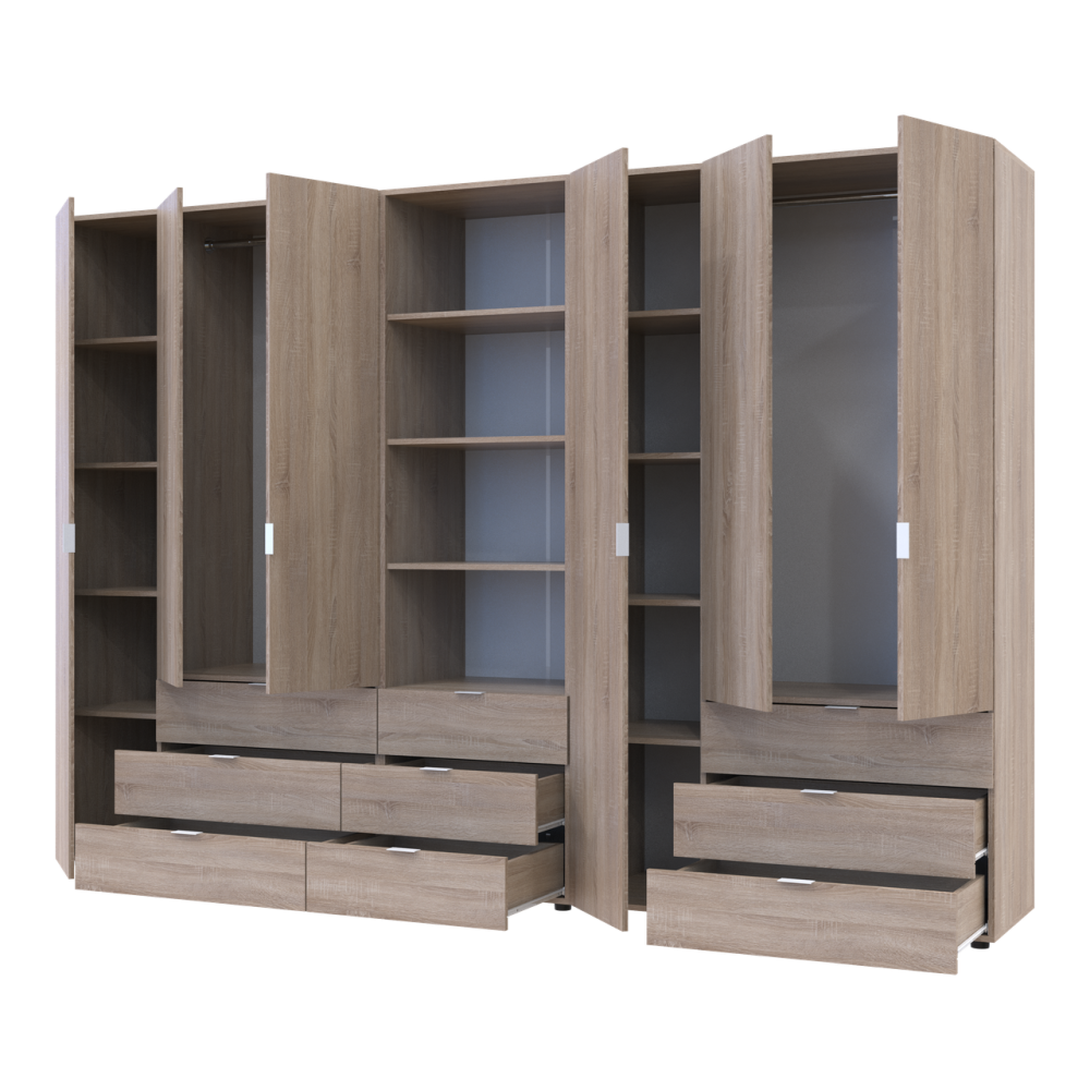 Шафа для одягу Doros Гелар Дуб сонома 3+3ДСП з пеналом 292.4х49.5х203.4 (DRS-011925) Львів - фото 4