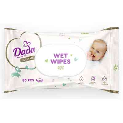 Детские влажные салфетки Dada Elite Care с первых дней жизни, с клапаном, 80шт (4823071659733) Винница