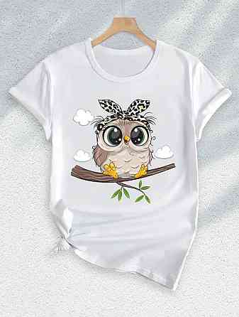 Футболка женская турецкий трикотаж 3D накат Белый Сова1 Харьков