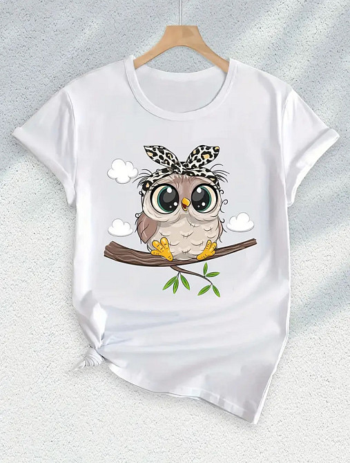 Футболка женская турецкий трикотаж 3D накат Белый Сова1 Харьков - изображение 3