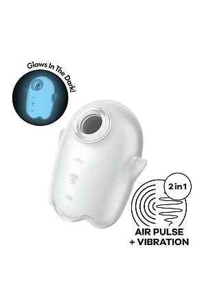 Вакуумный вибратор Satisfyer Glowing Ghost светится в темноте, белый, 8.4 см Sex Aura Киев