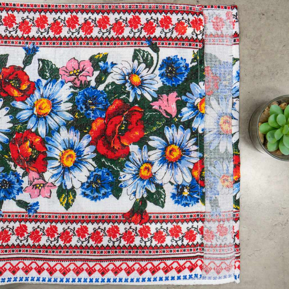 Рушник вафельний з принтом вишивки та квітами GM Textile 35х61см 180г/м2 (Різнокольоровий) Суми - фото 3