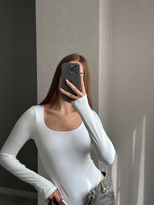 Женский базовый боди с длинным рукавом микродайвинг Белый Одесса - изображение 5