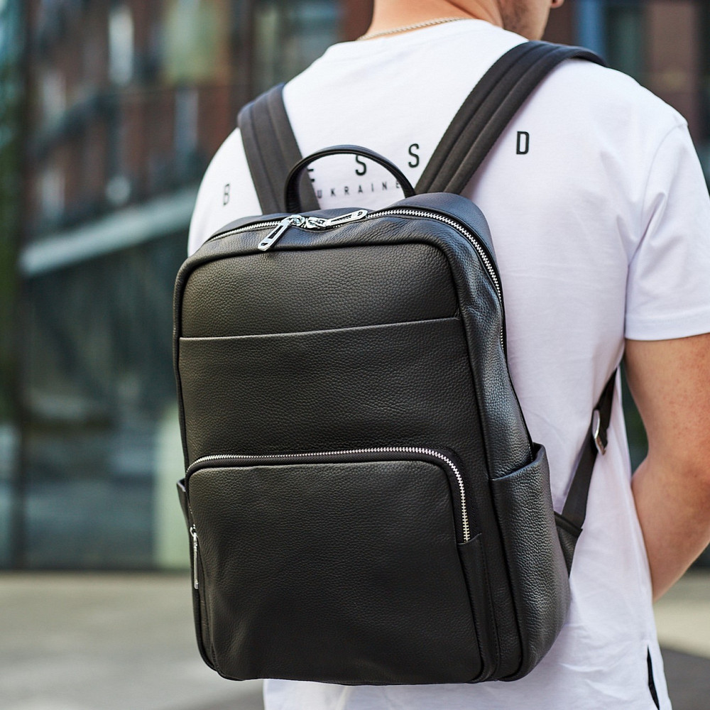 Чоловічий шкіряний рюкзак Tiding Bag 59331, чорний Киев - изображение 5
