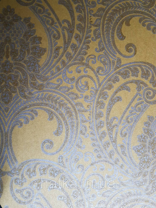 Обои флизелиновые  Khroma Serenade SER208 вензеля розетки завитки золотом на желтом фоне Киев - изображение 3