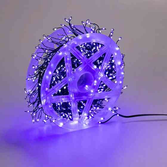 Гирлянда роса мишура 30 метров хвойная лапа 640 led светодиодов зеленый провод синяя D1750BL Киев