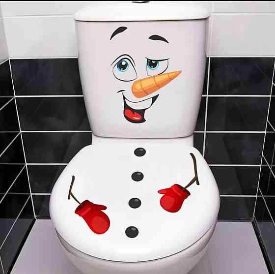 Наклейка Різдвяна Сніговик для ванної кімнати 30 на 30 см білий Київ