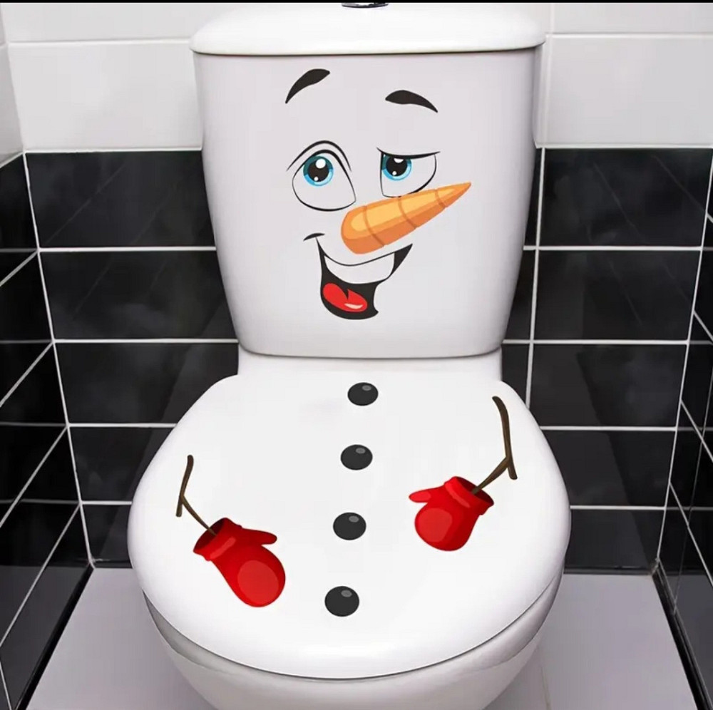 Наклейка Різдвяна Сніговик для ванної кімнати 30 на 30 см білий Київ - фото 1
