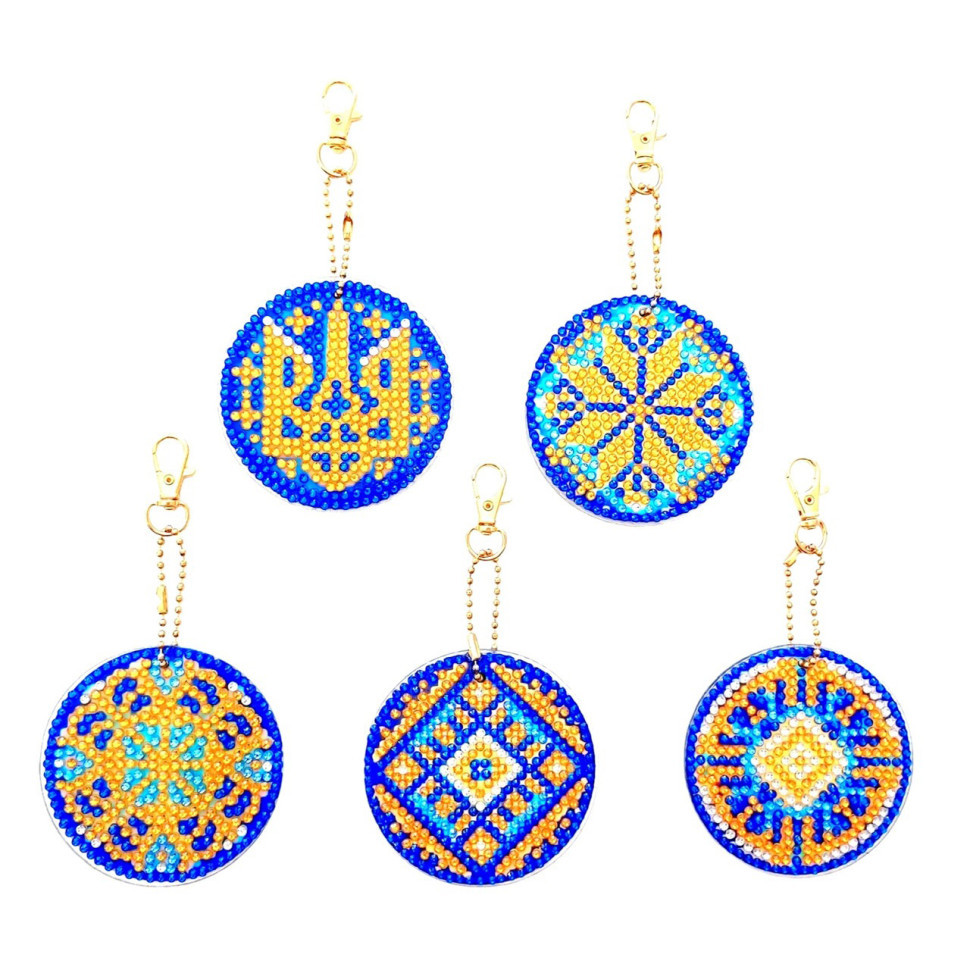 Набор брелков алмазная выкладка Украинские орнаменты BR39, 5 штук Винница - изображение 1