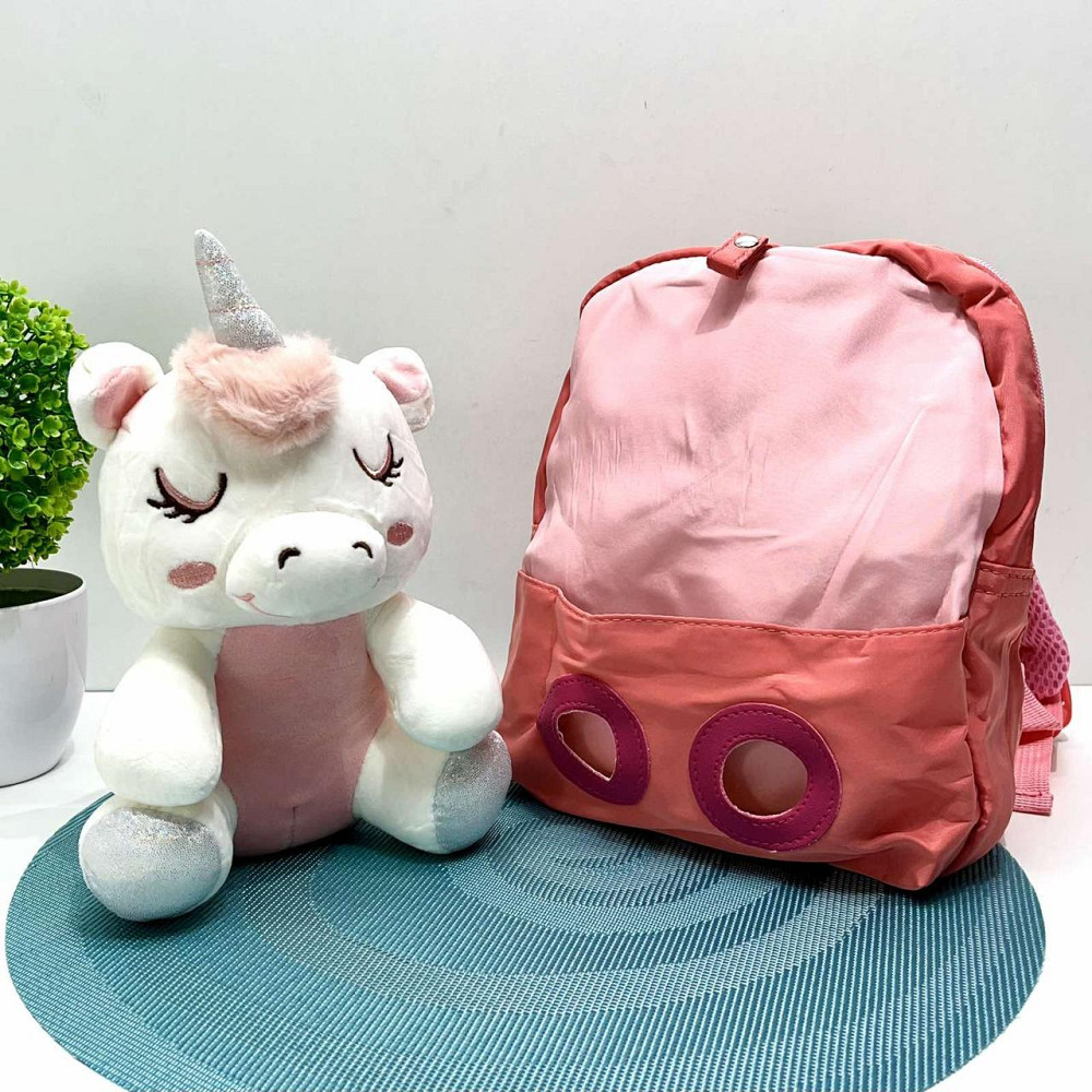 Рюкзак з м'якою іграшкою Єдиноріг 1 відділення 20см Кораловий (FG24032735B) Чернігів - фото 5