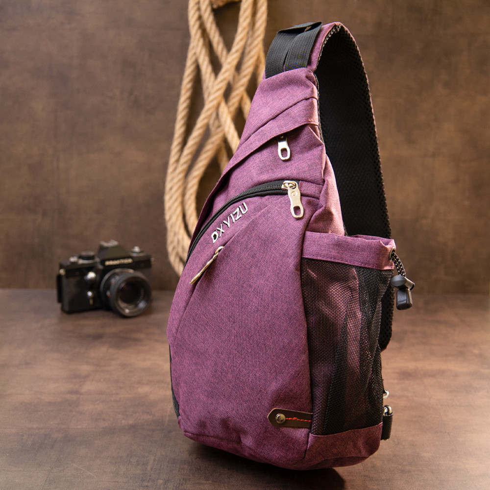 Сумка унисекс через плечо смарт текстильная Vintage 20552 Малиновая Киев - изображение 7