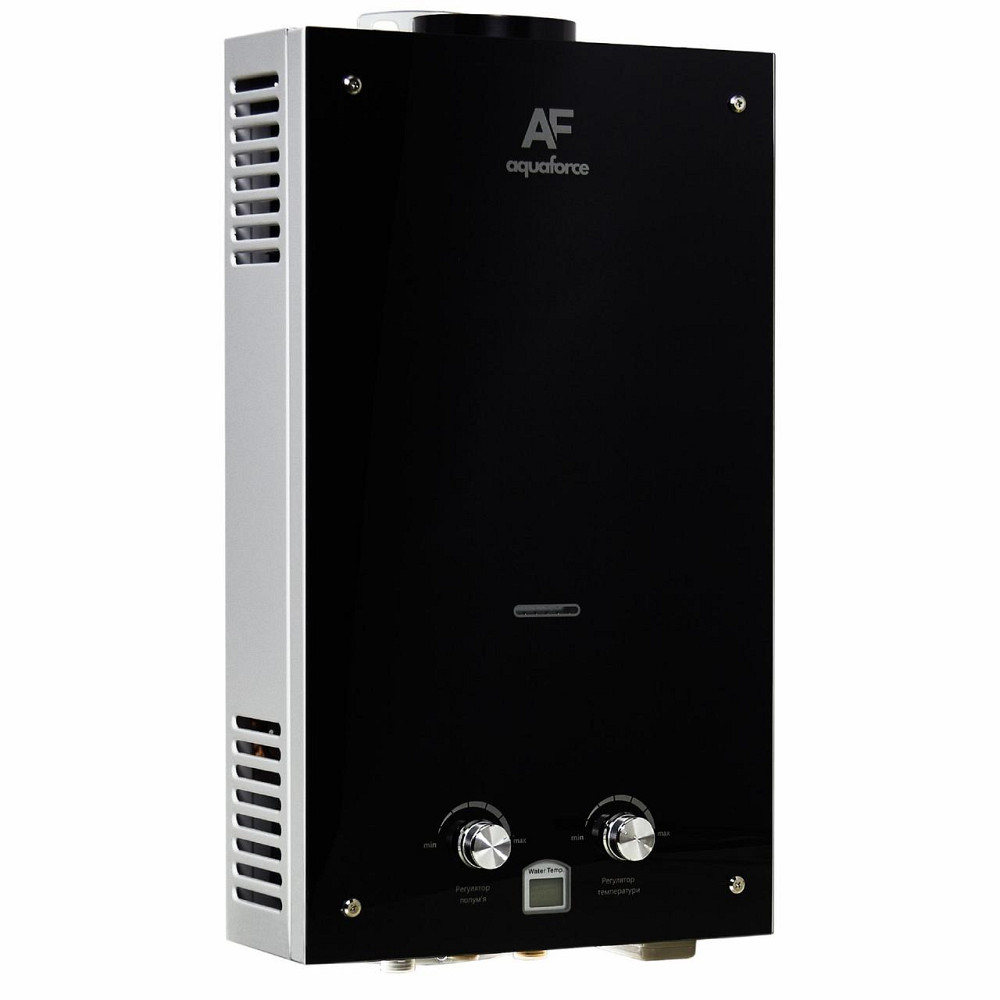 Газова колонка димохідна Aquaforce GPN10-2 чорне скло автоматичний газовий водонагрівач 10 л/хв розпал від батарейок Тернопіль - фото 1