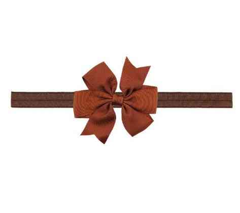 Дитяча коричнева пов'язка з бантиком - на резинці, окружність від 30см до 48см, бант 9см Київ