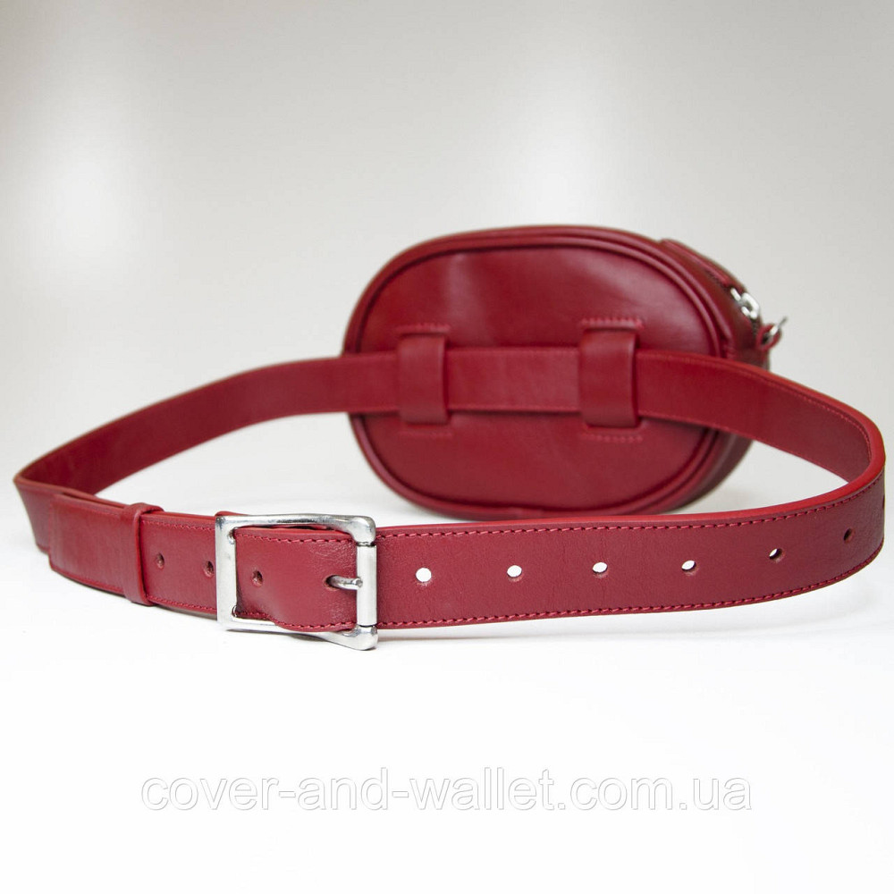 Женская кожаная сумка на пояс и через плечо красного цвета Grande Pelle Киев - изображение 8