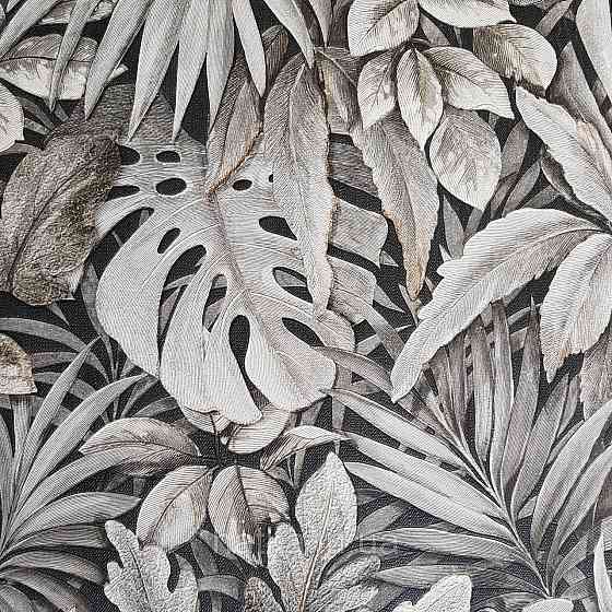 Шпалери метрові вінілові на флізелін Marburg Botanica листя монстери пальми чорні білі Київ