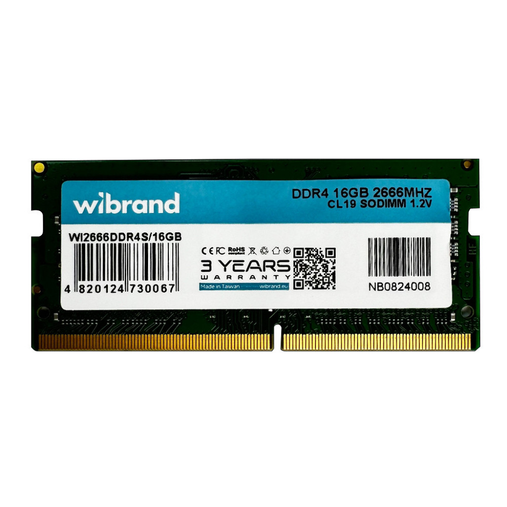 Оперативна пам'ять DDR4 Wibrand 16GB 2666MHz CL19 SODIMM WI2666Оперативна пам'ять DDR4S / 16GB Одеса - фото 1