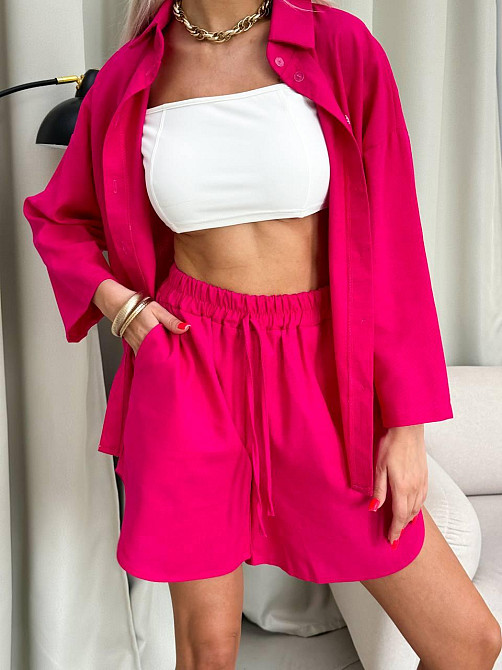 Костюм жіночий літній льон Малиновий 42/46 Харків - фото 2