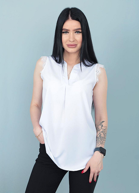 Літня блузка з мереживом "Diana" оптом | Розпродаж моделі Київ - фото 7