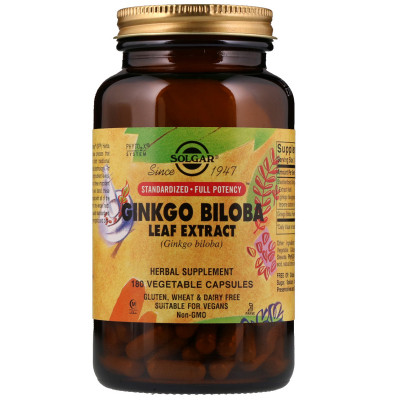 Трави Solgar Екстракт листя гінкго білоба, Ginkgo Biloba Leaf Extract, 18 (SOL-04132) Вінниця - фото 1