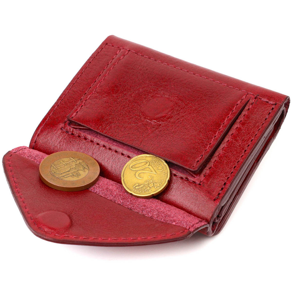 Компактное женское портмоне в три сложения GRANDE PELLE 16788 Бордовый Киев - изображение 4