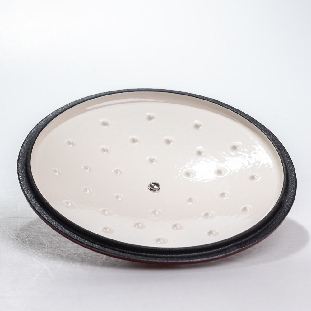 Каструля чавунна 2.5 л емальована з кришкою посуд для тушкування запікання томління кухонна Червона HP-1-14-RED Коломыя - изображение 5