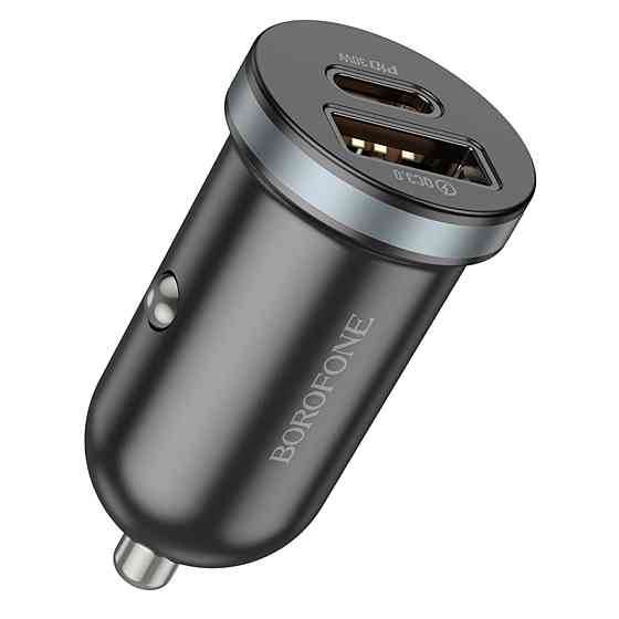 Автомобільний зарядний пристрій BOROFONE BZ22 Scenery dual port PD30W+QC3.0 car charger Black (6941991105180) Київ