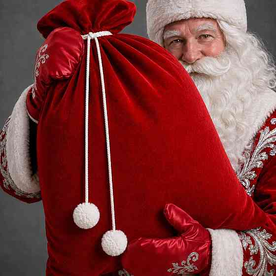 Мешок 73х48 см Деда Мороза КРАСНЫЙ велюр-бархат Киев