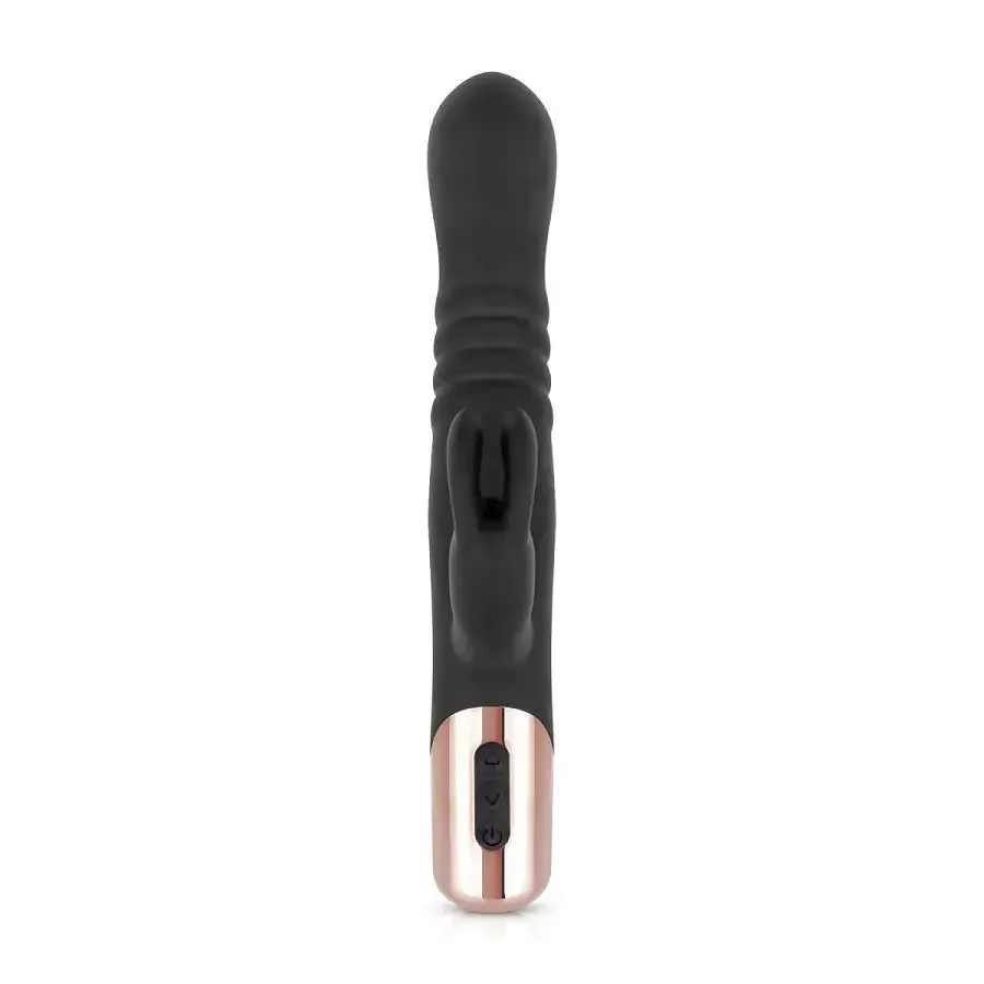 Вибратор-кролик Rosy Gold - Rabbit Vibrator with thrusting function - Black Львов - изображение 3