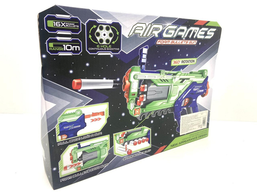 Пістолет іграшковий бластер 12 м'яких набоїв у коробці Вид 3 Зелений (JLX7267) Чернигов - изображение 4