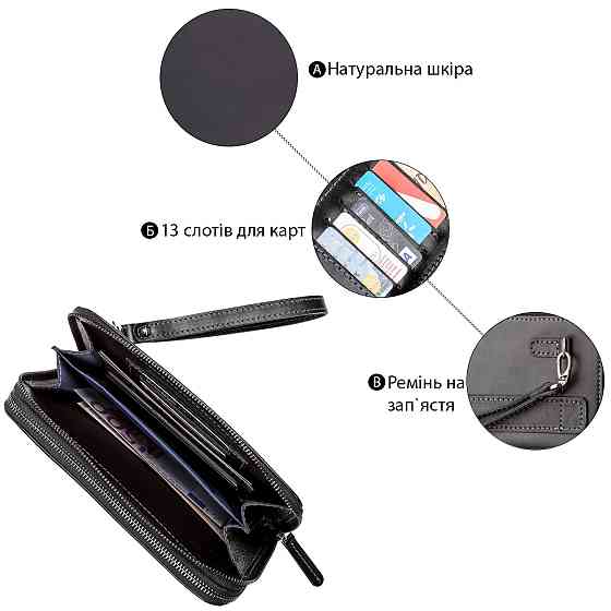 Мужской клатч кожаный Черный (SHVIGEL) Киев