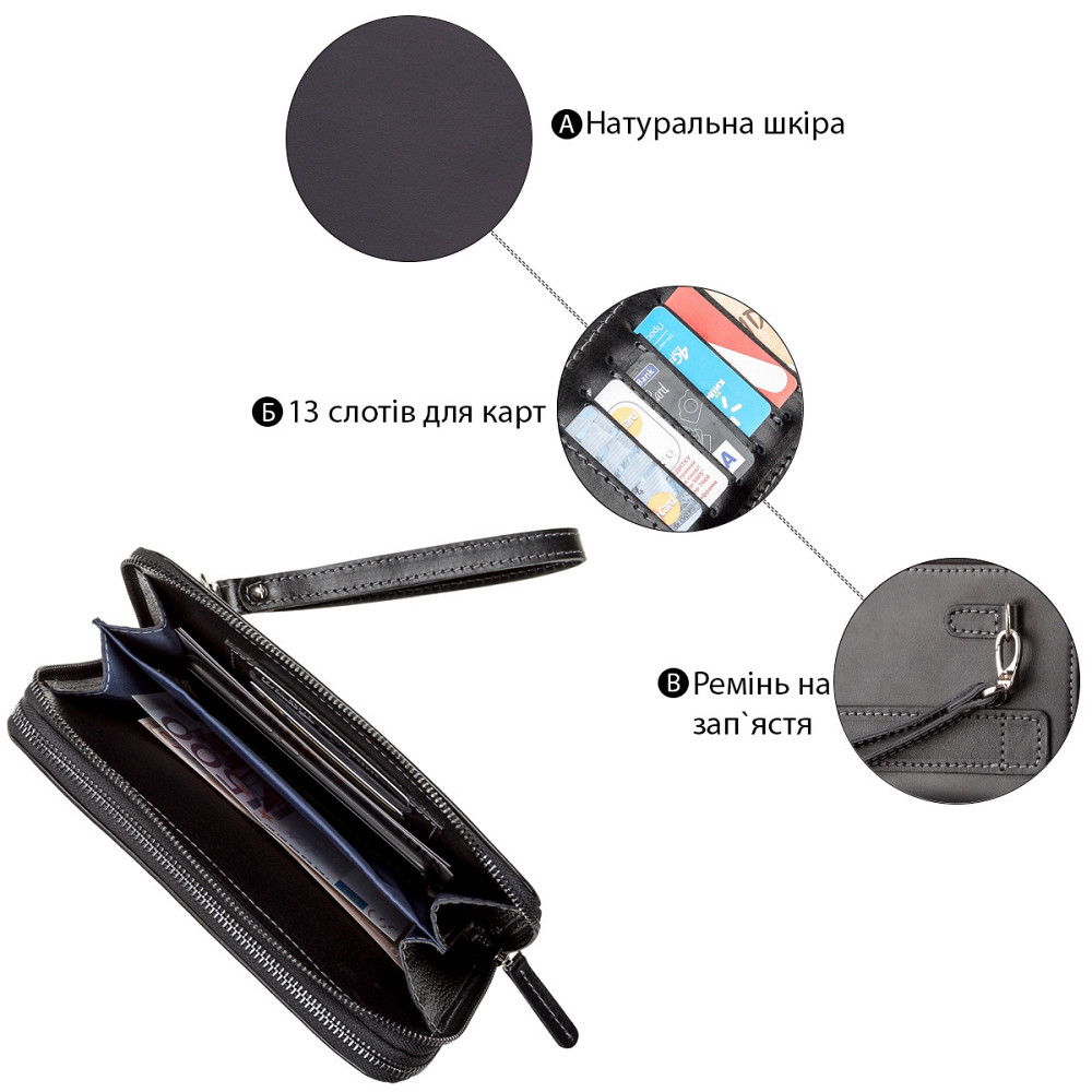 Мужской клатч кожаный Черный (SHVIGEL) Киев - изображение 2