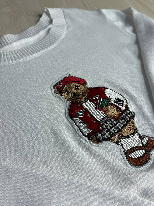 Свитер женский A-N 2609 с нашивкой медвежонок оверсайз базовый one size, белый, one size Киев - изображение 18