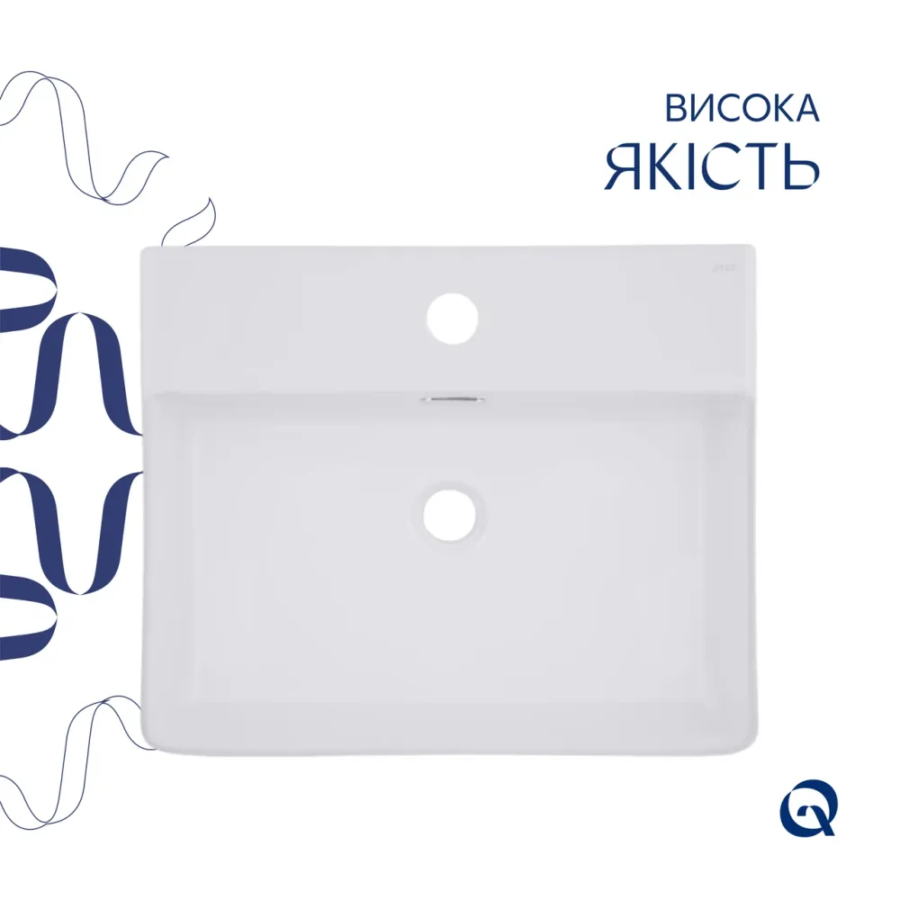 Комплект Qtap Nando LT: Раковина підвісна прямокутна 500х420х130 мм White + Донний клапан PU02O Київ - фото 4