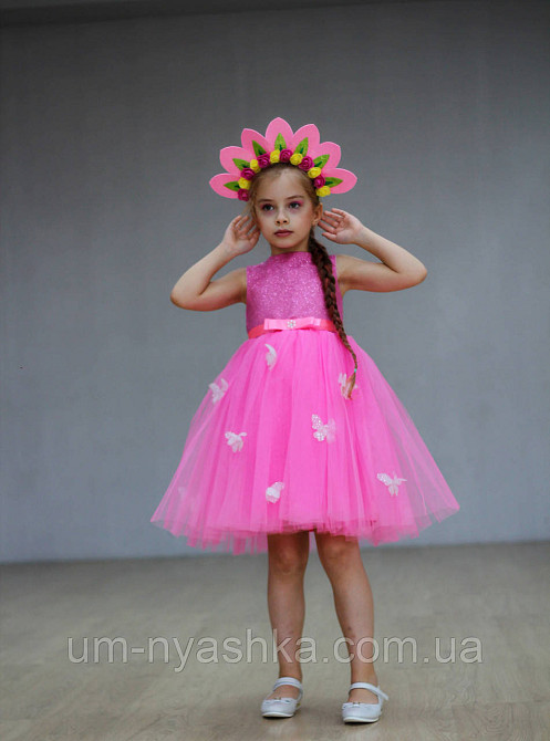 Розовое нарядное платье на девочку Детские нарядные платья с бабочками Кривой Рог - изображение 1