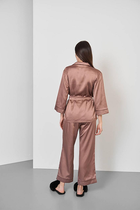 Піжама жіноча шовкова зі штанами Шоколадный ч/к XL/2XL Харків - фото 3