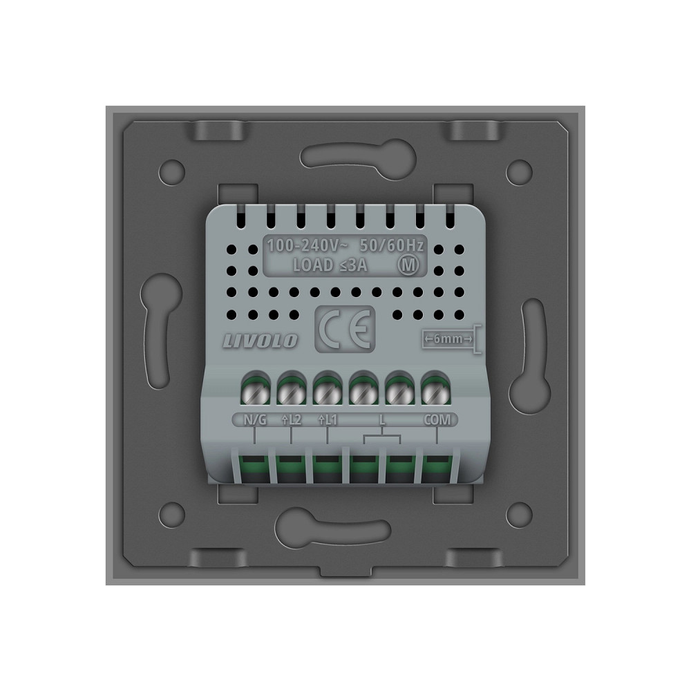 LIVOLO Сенсорний вимикач 2 сенсора для ролет штор воріт жалюзі LIVOLO сірий матовий скло Коломия - фото 6