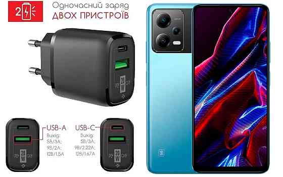 Сетевое зарядное устройство для Xiaomi Poco X5 5G, X5 Pro 5G, 20W 3A, Quick Charge 3.0 Киев