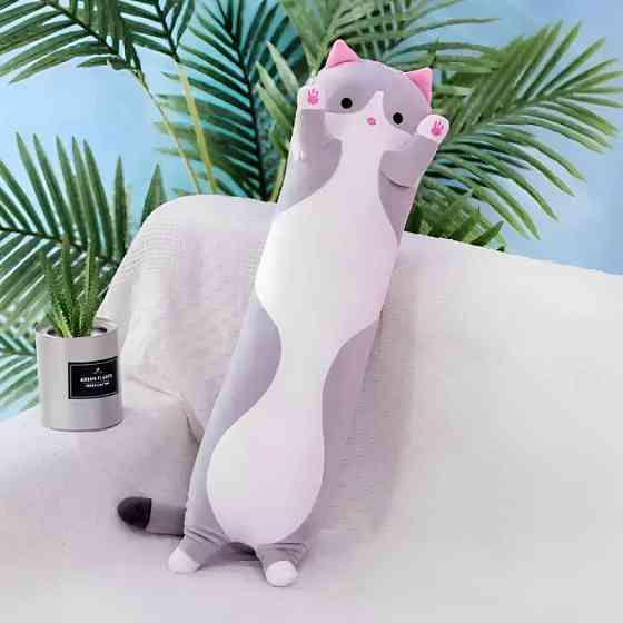 Іграшка подушка Кіт Батон, 90 см, EL-2117-7, Сіра / М'яка іграшка обіймашка / Дитяча іграшка Котик Київ